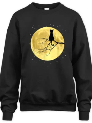 Cat On Moon Mystical Halloween Sweatshirt