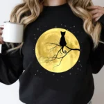 Cat On Moon Mystical Halloween Sweatshirt