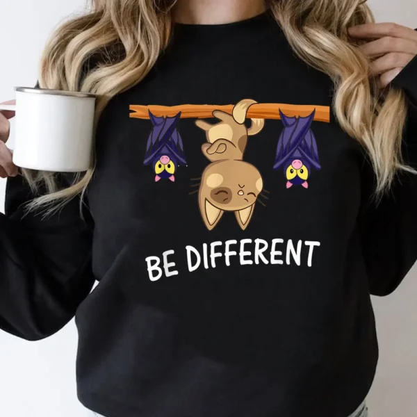 Cat With Bats Be Different Sweatshirt