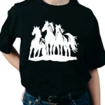 Horse White Running TShirt - Black