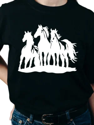 Horse White Running TShirt – Black 02