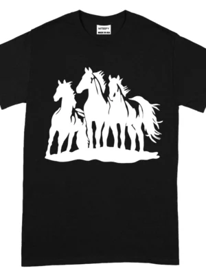 Horse White Running TShirt - Black
