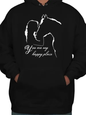 You Are My Happy Place Horse Hoodie – Black 03