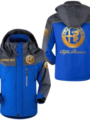 Alfa Romeo Golden Logo Windbreaker Windproof Waterproof Jacket Detachable Hood Velvet-Lined Warm Durable, Custom Name HAHA170125Y11WJVALRG