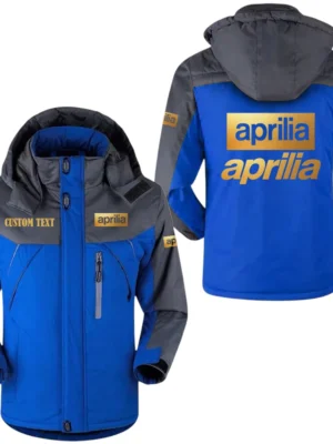 Aprilia Golden Logo Windbreaker Windproof Waterproof Jacket Detachable Hood Velvet-Lined Warm Durable, Custom Name HAHA170125Y11WJVAPRG