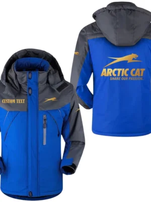 Arctic Cat Golden Logo Windbreaker Windproof Waterproof Jacket Detachable Hood Velvet-Lined Warm Durable, Custom Name HAHA170125Y11WJVARCG