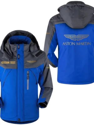 Aston Martin Golden Logo Windproof Waterproof Jacket Detachable Hood Velvet-Lined Warm Durable, Custom Name HAHA170125Y11WJVASMG