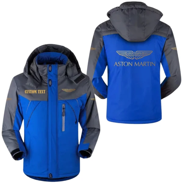 Aston Martin Golden Logo Windproof Waterproof Jacket Detachable Hood Velvet-Lined Warm Durable, Custom Name HAHA170125Y11WJVASMG