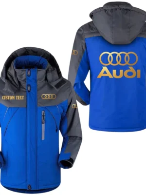 Audi Golden Logo Windproof Waterproof Jacket Detachable Hood Velvet-Lined Warm Durable, Custom Name HAHA170125Y11WJVAUDG