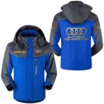 Audi Quattro Golden Logo Windproof Waterproof Jacket Detachable Hood Velvet-Lined Warm Durable, Custom Name HAHA170125Y11WJVAUQG