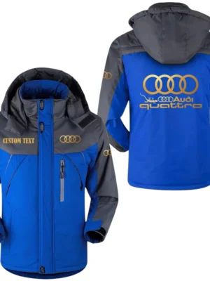 Audi Quattro Golden Logo Windproof Waterproof Jacket Detachable Hood Velvet-Lined Warm Durable, Custom Name HAHA170125Y11WJVAUQG