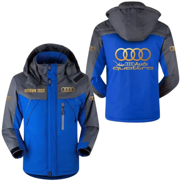 Audi Quattro Golden Logo Windproof Waterproof Jacket Detachable Hood Velvet-Lined Warm Durable, Custom Name HAHA170125Y11WJVAUQG