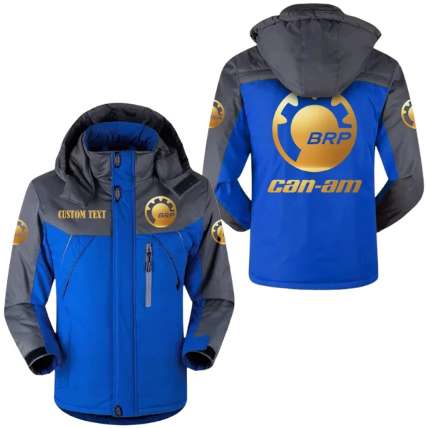 Can Am Emblem Golden Logo Windproof Waterproof Jacket Detachable Hood Velvet-Lined Warm Durable, Custom Name HAHA170125Y11WJVCAEG
