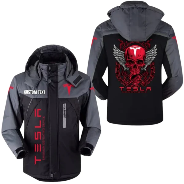 Tesla Motors Windbreaker Velvet-Lined Warm Durable Jackets Detachable Hood, Windproof Waterproof, Custom Name TN150225Y11WJVCT1TES