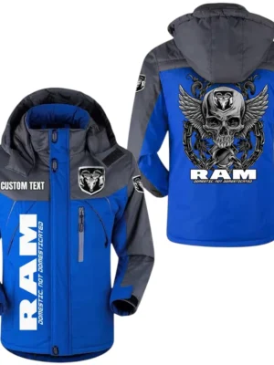 Ram Exclusive Logo Windproof Waterproof Jacket Detachable Hood Velvet-Lined Warm Durable, Custom Name TN150225Y11WJVCT1RAM