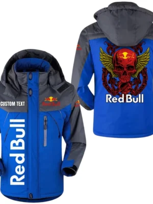 Red Bull Racing Windproof Waterproof Jacket Detachable Hood Velvet-Lined Warm Durable, Custom Name TN150225Y11WJVCT1RBC