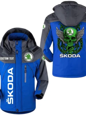 Skoda Exclusive Logo Windproof Waterproof Jacket Detachable Hood Velvet-Lined Warm Durable, Custom Name TN150225Y11WJVCT1SKO