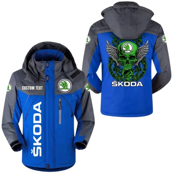 Skoda Exclusive Logo Windproof Waterproof Jacket Detachable Hood Velvet-Lined Warm Durable, Custom Name TN150225Y11WJVCT1SKO