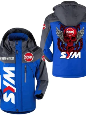 SYM Motors Exclusive Logo Windproof Waterproof Jacket Detachable Hood Velvet-Lined Warm Durable, Custom Name TN150225Y11WJVCT1SYM