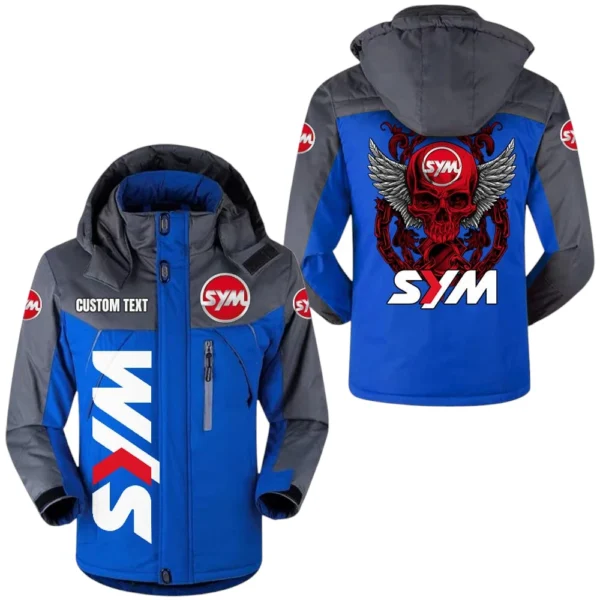 SYM Motors Exclusive Logo Windproof Waterproof Jacket Detachable Hood Velvet-Lined Warm Durable, Custom Name TN150225Y11WJVCT1SYM