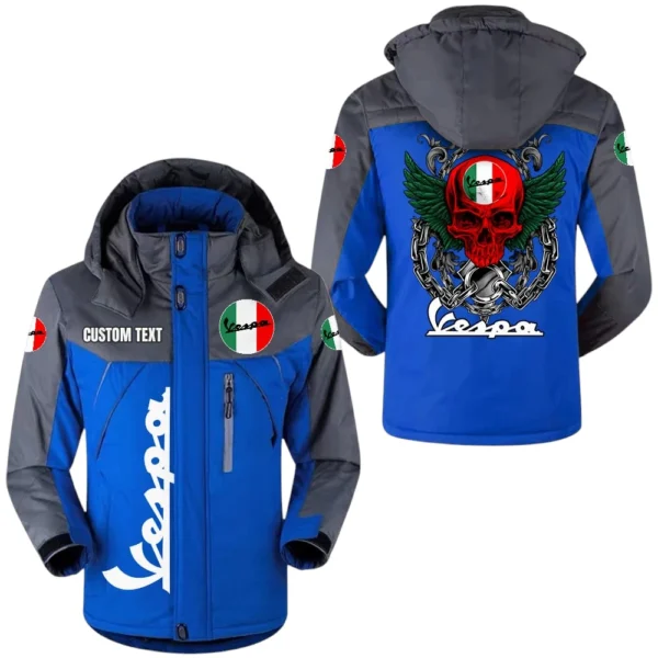 Vespa Exclusive Logo Windproof Waterproof Jacket Detachable Hood Velvet-Lined Warm Durable, Custom Name TN150225Y11WJVCT1VES