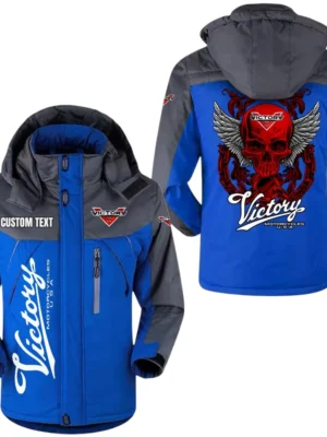 Victory Motorcycles Windproof Waterproof Jacket Detachable Hood Velvet-Lined Warm Durable, Custom Name TN150225Y11WJVCT1VIC