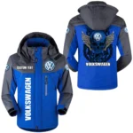Volkswagen Windbreaker Windproof Waterproof Jacket Detachable Hood Velvet-Lined Warm Durable, Custom Name TN150225Y11WJVCT1VOL