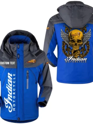 Indian Motorcycle Jacket Exclusive Logo Windproof Waterproof Jacket Detachable Hood Velvet-Lined Warm Durable, Custom Name TN170225Y11WJVCT1INM