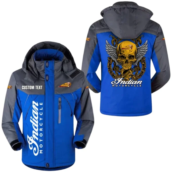 Indian Motorcycle Jacket Exclusive Logo Windproof Waterproof Jacket Detachable Hood Velvet-Lined Warm Durable, Custom Name TN170225Y11WJVCT1INM