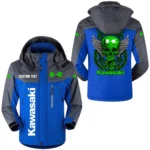 Kawasaki Jacket Exclusive Logo Windproof Waterproof Jacket Detachable Hood Velvet-Lined Warm Durable, Custom Name TN170225Y11WJVCT1KAW