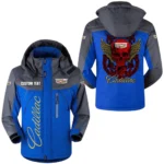 Cadillac Windbreaker Exclusive Logo Windproof Waterproof Jacket Detachable Hood Velvet-Lined Warm Durable, Custom Name TN180225Y11WJVCT1CAD