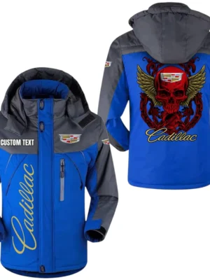 Cadillac Windbreaker Exclusive Logo Windproof Waterproof Jacket Detachable Hood Velvet-Lined Warm Durable, Custom Name TN180225Y11WJVCT1CAD