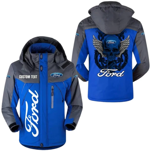 Ford Jacket Exclusive Logo Windproof Waterproof Jacket Detachable Hood Velvet-Lined Warm Durable, Custom Name TN180225Y11WJVCT1FOR