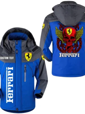 Ferrari Jacket Exclusive Logo Windproof Waterproof Jacket Detachable Hood Velvet-Lined Warm Durable, Custom Name TN180225Y11WJVCT1SCF