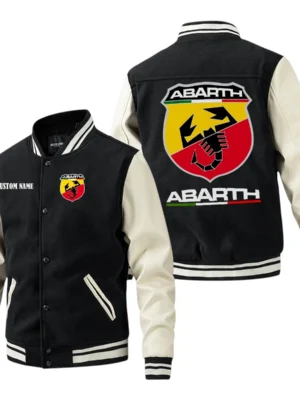 Abarth Jacket Men's Baseball Jacket With PU Leather Sleeve, Custom Name HG130225Y15BJPUCT1ABA
