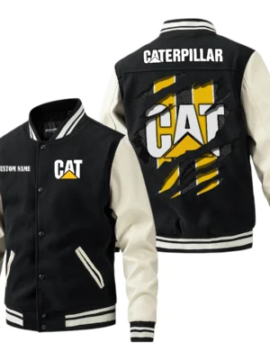 Caterpillar Jacket Men's Baseball Jacket With PU Leather Sleeve, Custom Name HG170225Y15BJPUCT1CAT