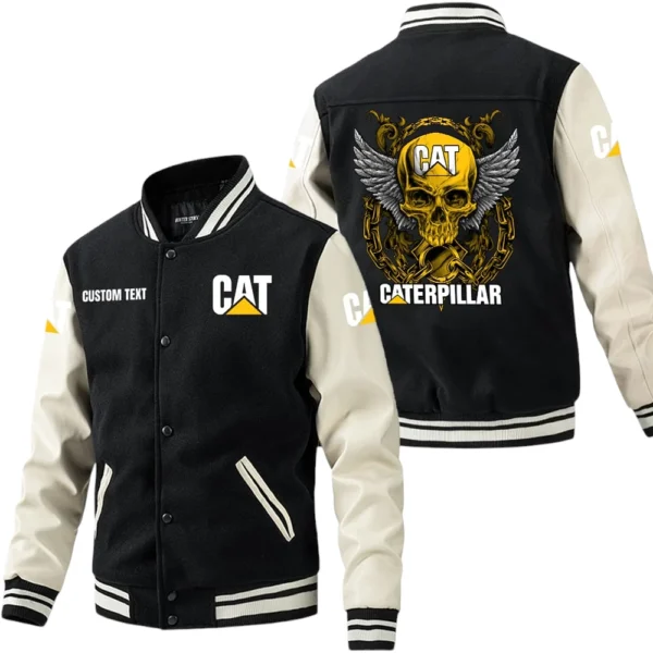 Caterpillar Jacket Men’s Baseball Jacket With PU Leather Sleeve, Custom Name HG170225Y15BJPUCT3CAT