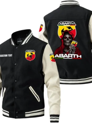 Abarth Jacket Men's Baseball Jacket With PU Leather Sleeve, Custom Name HG170225Y15BJPUCT4ABA