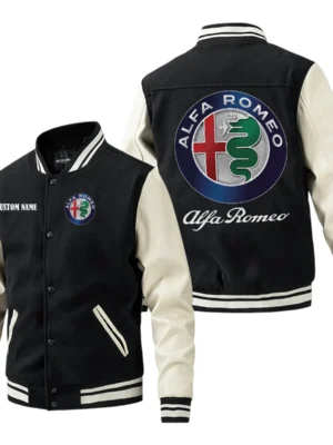 Alfa Romeo Jacket Men’s Baseball Jacket With PU Leather Sleeve, Custom Name HG180225Y15BJPUCT1ALR