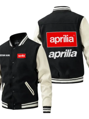 Aprilia Jacket Men’s Baseball Jacket With PU Leather Sleeve, Custom Name HG180225Y15BJPUCT1APR