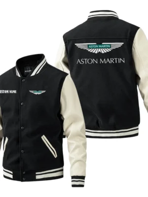 Aston Martin Jacket Men’s Baseball Jacket With PU Leather Sleeve, Custom Name HG180225Y15BJPUCT1ASM