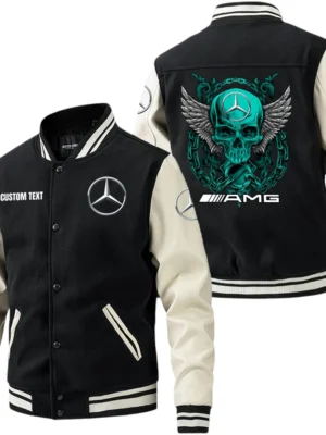 AMG Jacket Men’s Baseball Jacket With PU Leather Sleeve, Custom Name HG180225Y15BJPUCT2AMG
