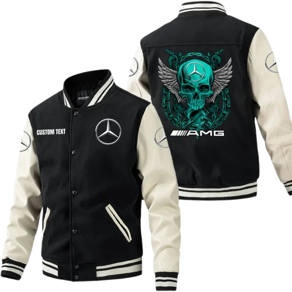 AMG Jacket Men’s Baseball Jacket With PU Leather Sleeve, Custom Name HG180225Y15BJPUCT2AMG