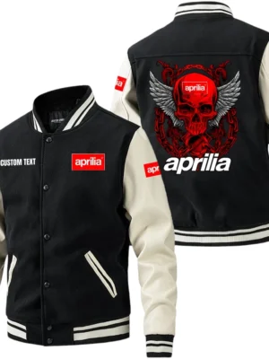 Aprilia Jacket Men’s Baseball Jacket With PU Leather Sleeve, Custom Name HG180225Y15BJPUCT2APR