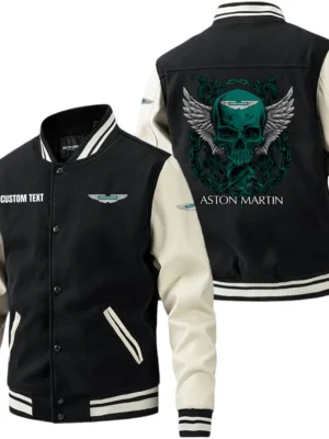 Aston Martin Jacket Men’s Baseball Jacket With PU Leather Sleeve, Custom Name HG180225Y15BJPUCT2ASM