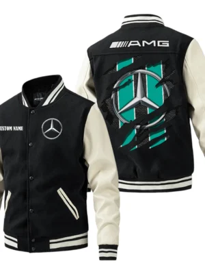 AMG Jacket Men’s Baseball Jacket With PU Leather Sleeve, Custom Name HG180225Y15BJPUCT3AMG