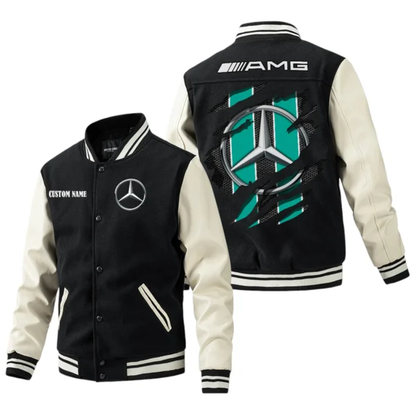 AMG Jacket Men’s Baseball Jacket With PU Leather Sleeve, Custom Name HG180225Y15BJPUCT3AMG