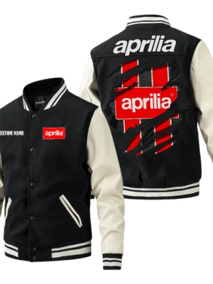 Aprilia Jacket Men’s Baseball Jacket With PU Leather Sleeve, Custom Name HG180225Y15BJPUCT3APR
