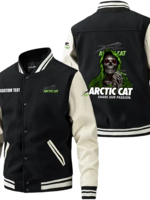 Arctic Cat Jacket Men’s Baseball Jacket With PU Leather Sleeve, Custom Name HG180225Y15BJPUCT3ARC