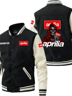 Aprilia Jacket Men’s Baseball Jacket With PU Leather Sleeve, Custom Name HG180225Y15BJPUCT4APR